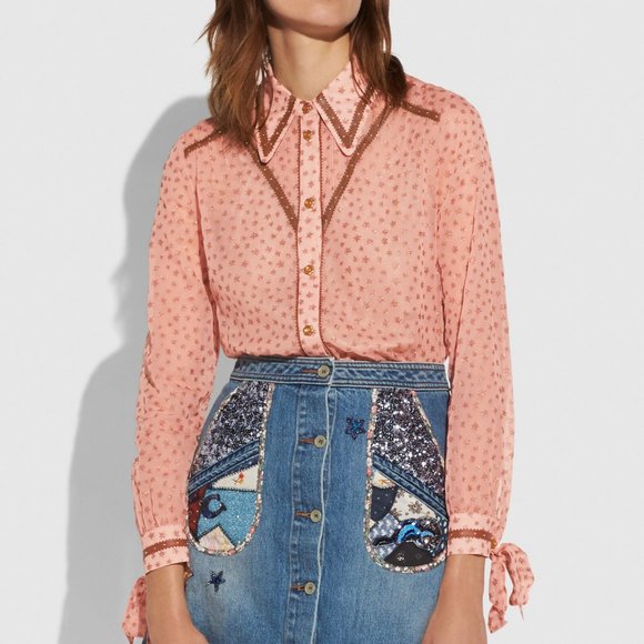 Coach Tops - COACH Star Print Western Blouse